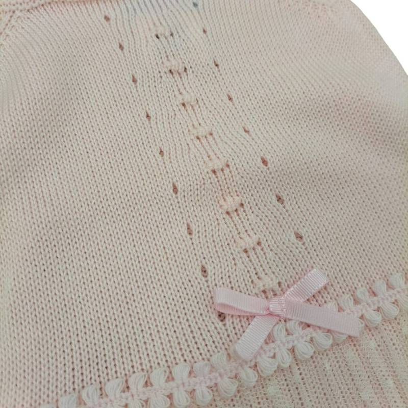 Pink sleeveless cotton thread suit 3 months - 
