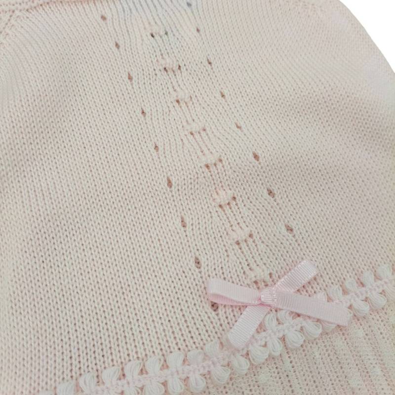 Fato de banho cor-de-rosa em fio de algodão, sem mangas, 3 meses - 