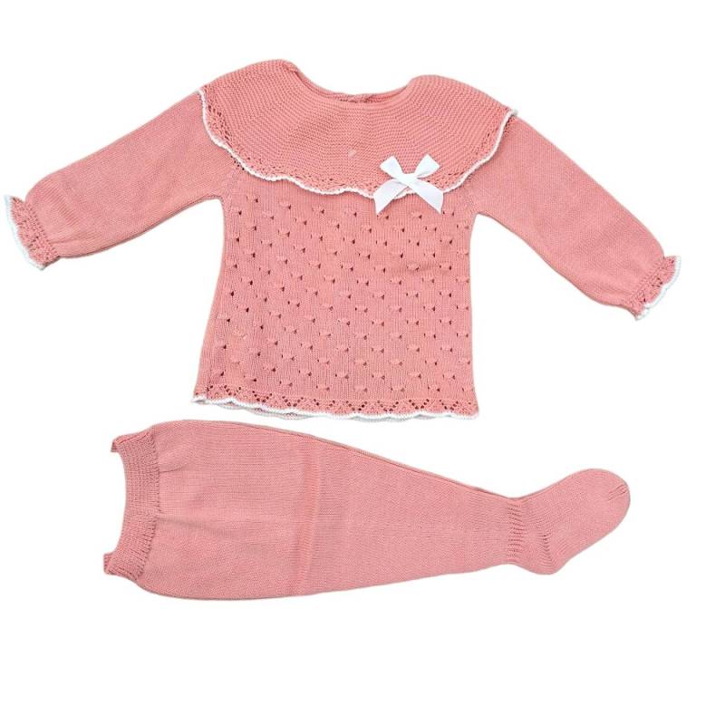 Babydecke für Neugeborene aus rosa Baumwollgarn 3 Monate - 