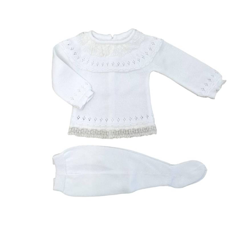 Pijamas y Cubrepañales de Bebé Niña Primavera Verano - Funda de hilo de algodón blanco - Vendita Abbigliamento Neonato