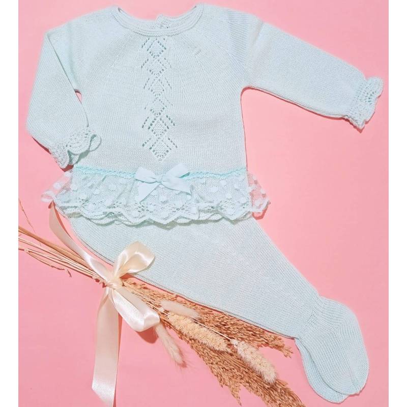 Coprifasce neonata  filo di cotone 1 mese verde acqua neonata abbigliamento neonata - 
