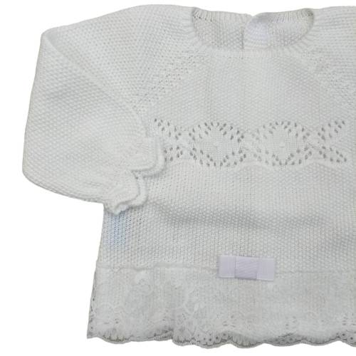 Capa de fio de algodão branco bebé -  2