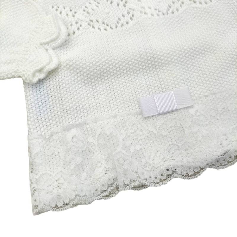 Capa de fio de algodão branco bebé - 