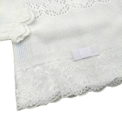 Capa de fio de algodão branco bebé - 