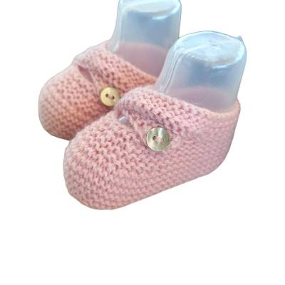 Zapatilla para recién nacido en mezcla de lana rosa - 