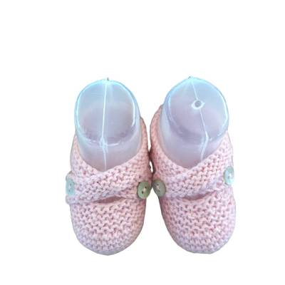 Pantufa para recém-nascido em tecido de lã cor-de-rosa - 