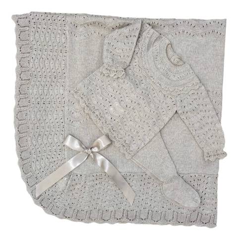 Unisex dove grey newborn baby blanket and coverlet -  2