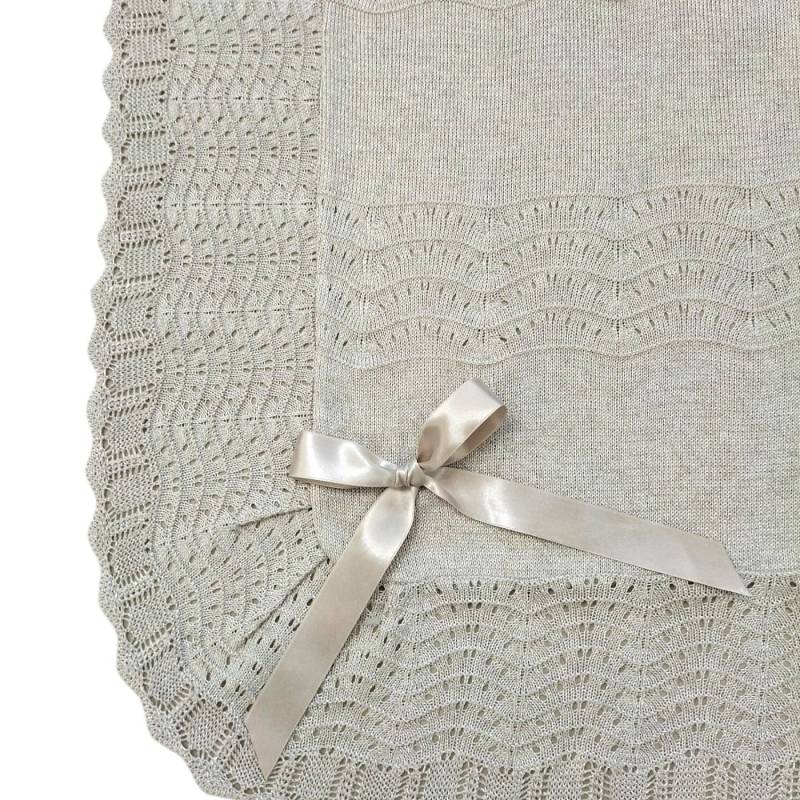 Unisex dove grey newborn baby blanket and coverlet - 