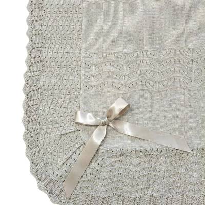 Unisex dove grey newborn baby blanket and coverlet - 
