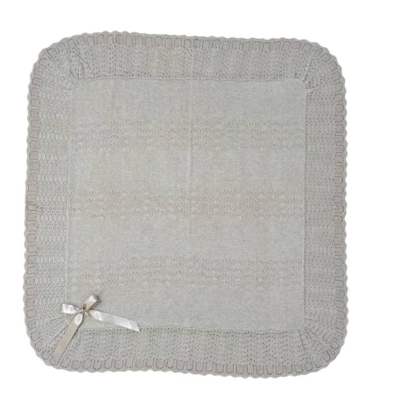 Unisex dove grey newborn baby blanket and coverlet - 