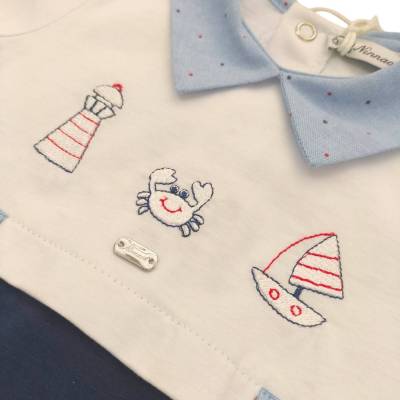 Cotton baby sleepsuit Ninnaoh 1 month - 