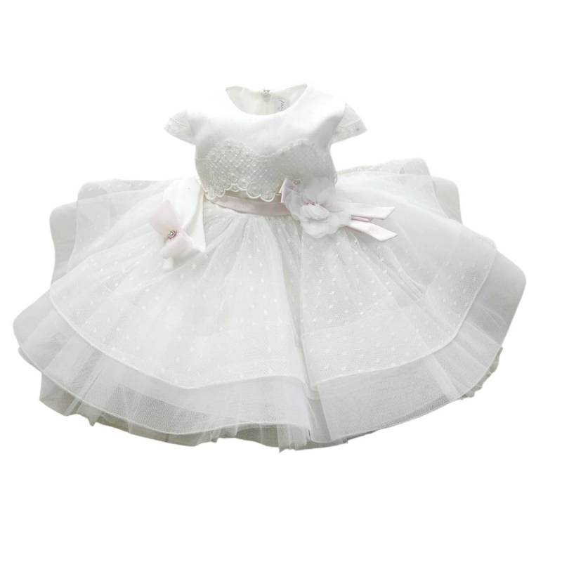 Baby Girl Christening Dresses - Girl's christening dress Minù 9 months with headband - Vendita Abbigliamento Neonato