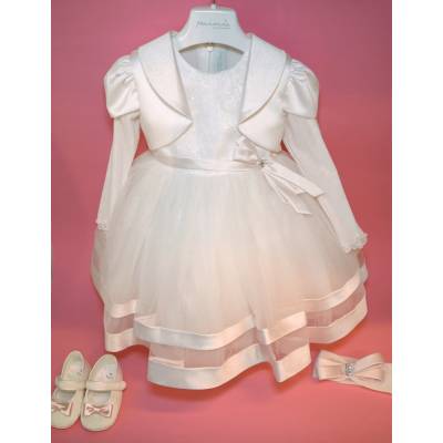 Vestido de cerimónia de batizado de menina com faixa para 18 meses Minù - 