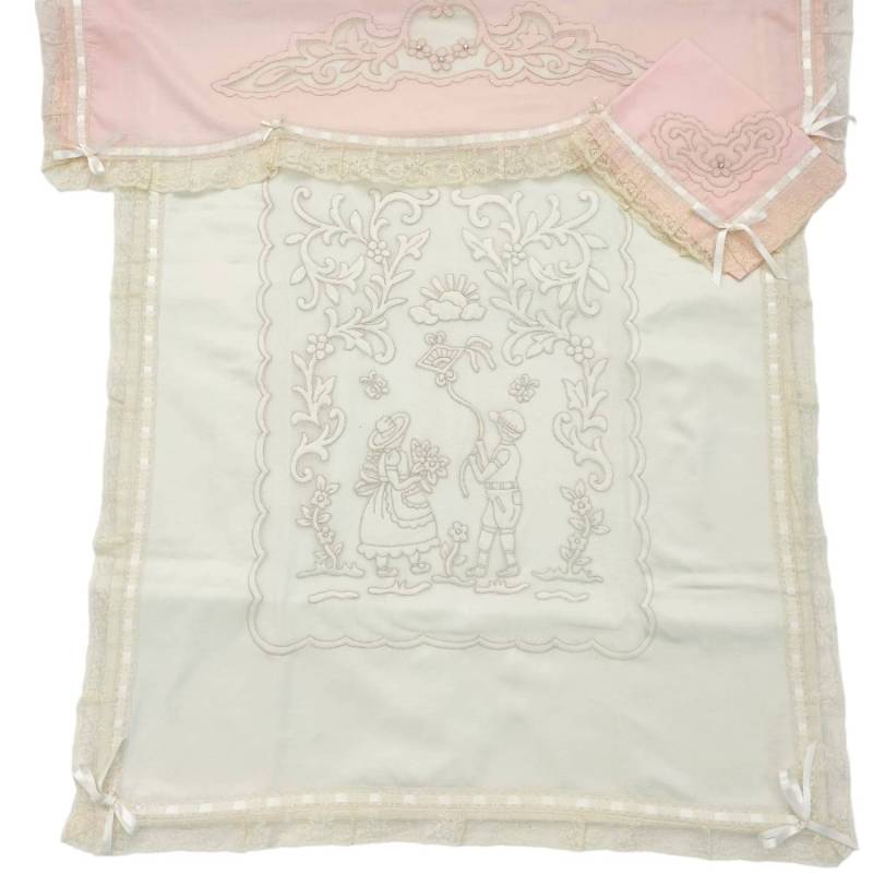 Canastilla para recién nacida - Elegante manta y sábana para bebé - Vendita Abbigliamento Neonato