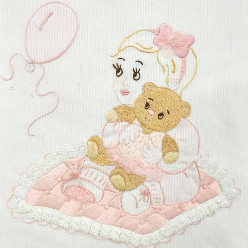 Couverture et drap brodés à la main pour bébé - 