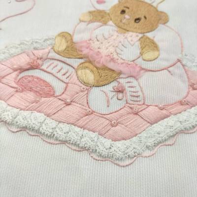 Couverture et drap brodés à la main pour bébé - 