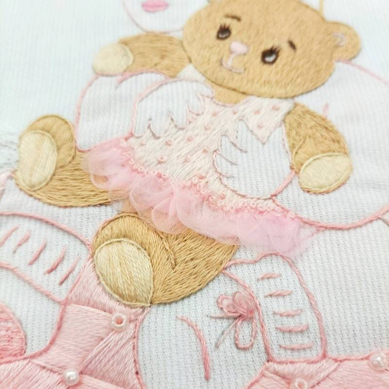 Couverture et drap brodés à la main pour bébé - 