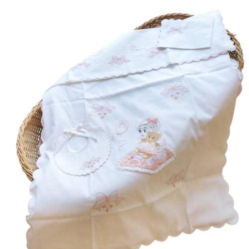 EN STOCK Juego de sábanas para bebés de crema bordada a mano con