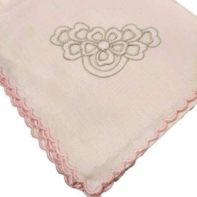 Mussolina rosa con tulle lavorato - 