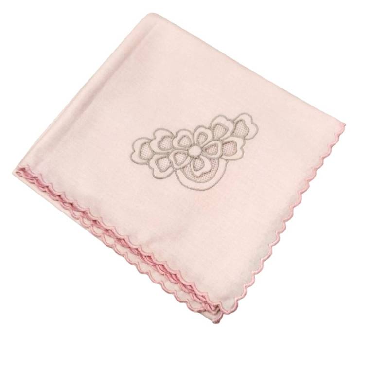 Mussolina rosa con tulle lavorato - 