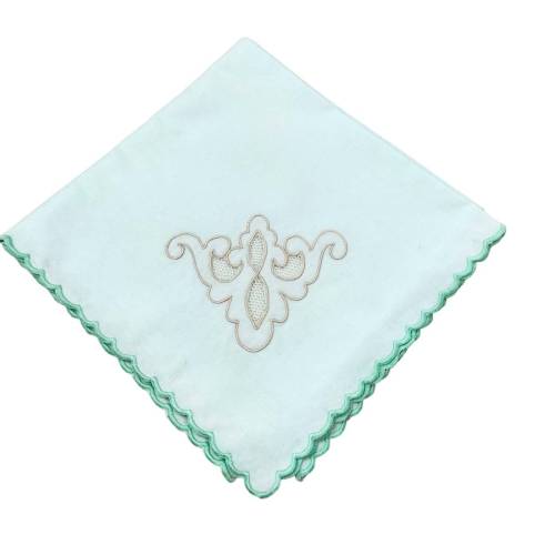 Mousseline verte avec tulle travaillé - 