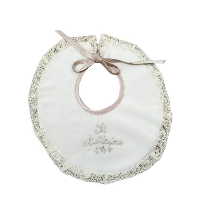 Silk christening handkerchief and bib - 