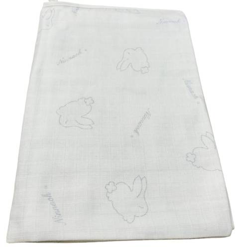 Gauze square Ninnaoh white and light blue - 