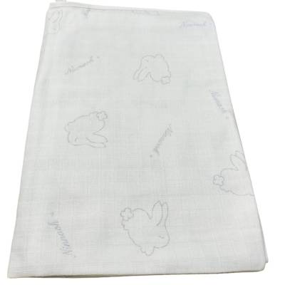 Gauze square Ninnaoh white and light blue - 