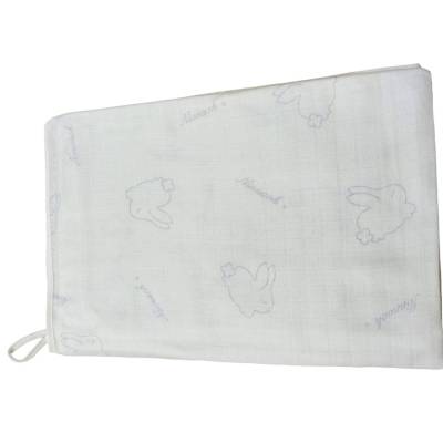 Gauze square Ninnaoh white and light blue - 