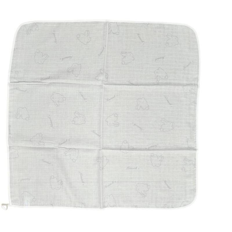 Gauze square Ninnaoh white and grey - 