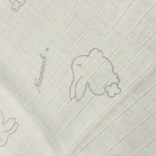 Gauze square Ninnaoh white and grey -  2