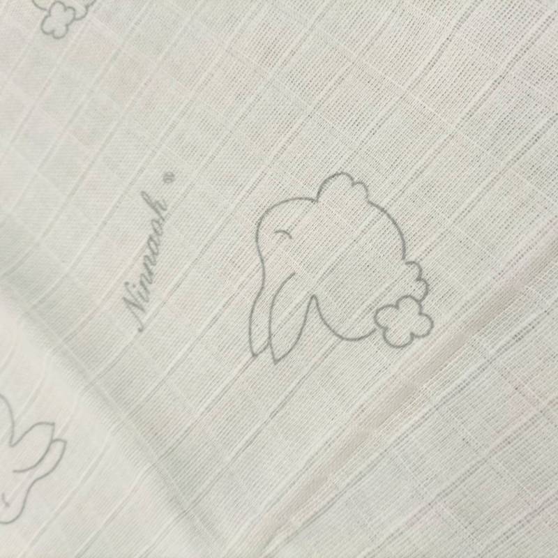 Quadrato in garza Ninnaoh bianco e grigio - 