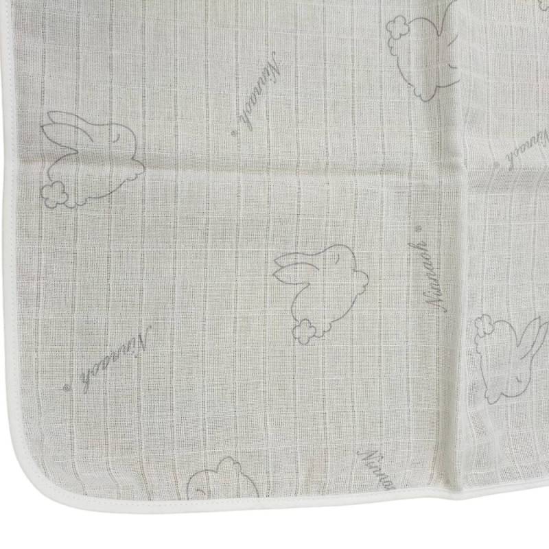 Cuadrado de gasa Ninnaoh blanco y gris - 