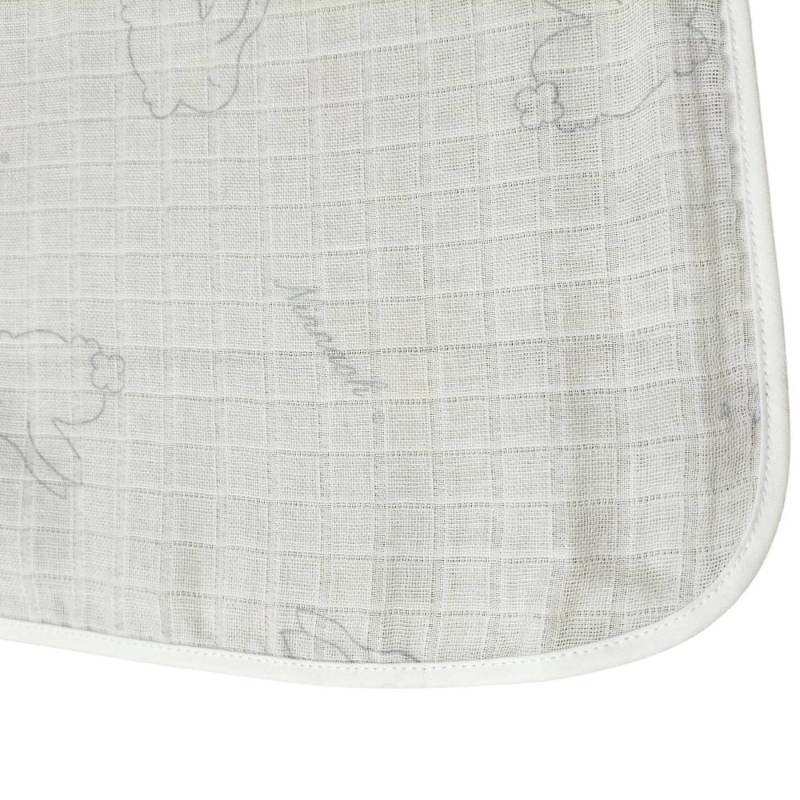 Quadrado de gaze Ninnaoh branco e cinzento - 
