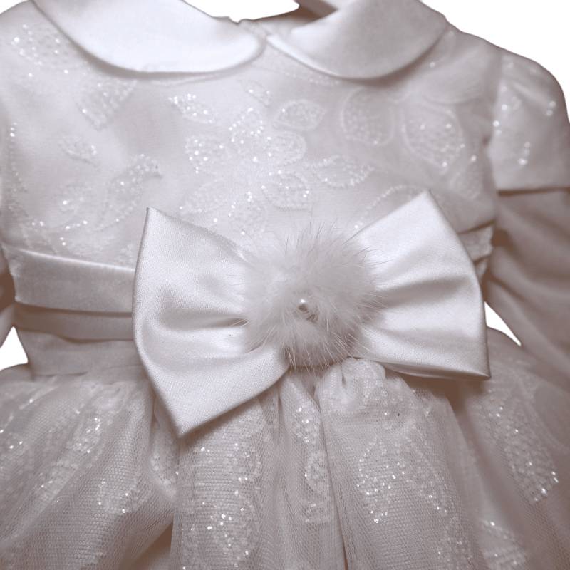 Vestido de cerimónia de batizado branco para bebé menina 12 meses Minù - 