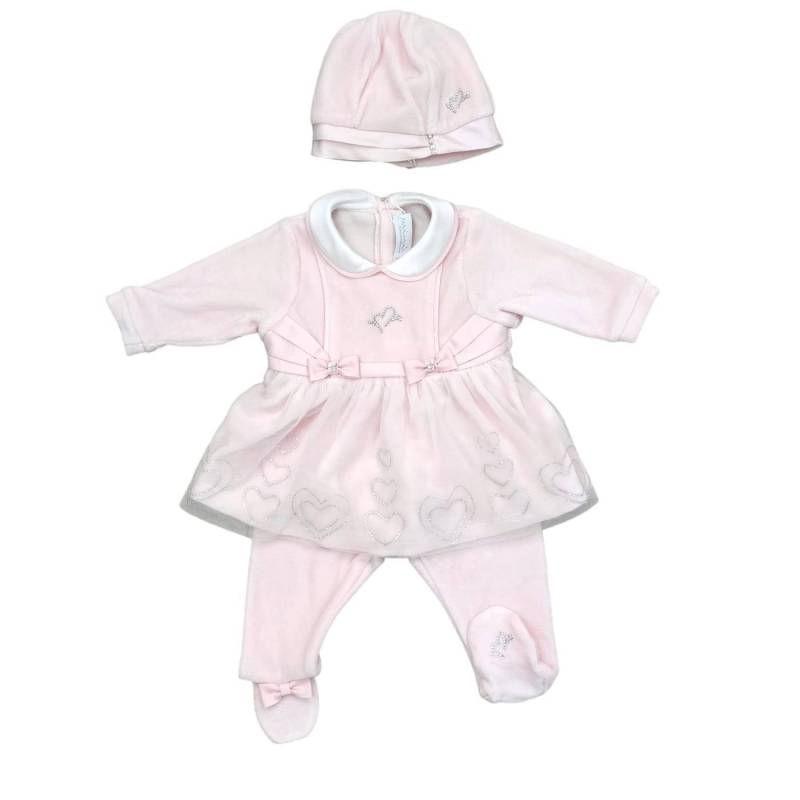 Capa de chenille rosa para recém-nascido Minù 1 mês - 