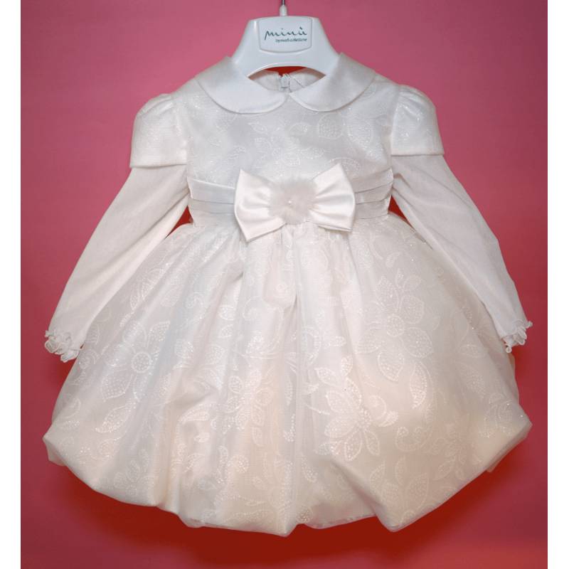 Baby Girl Christening Dresses - Baby girl white christening ceremony dress 12 months Minù - Vendita Abbigliamento Neonat