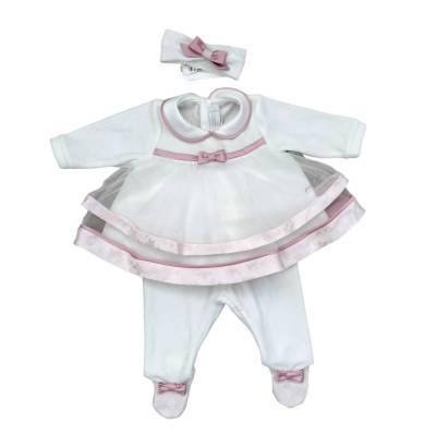 Elegant chenille newborn baby cover Minù with 3-month band - 