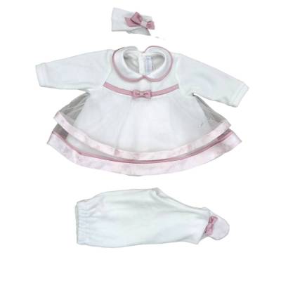 Elegante funda de chenilla para recién nacido Minù con banda para 3 meses - 
