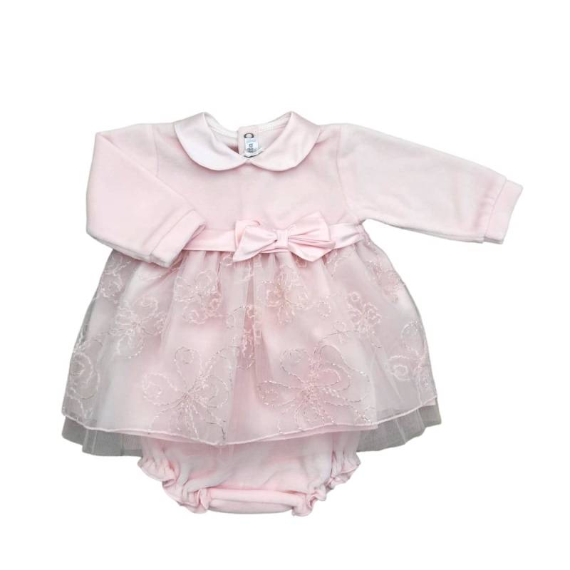 Newborn baby dress with coulottes 3 months pink - 