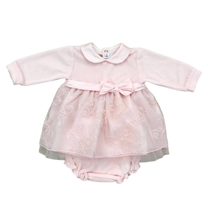 Vestido de bebé recém-nascido com coulottes 3 meses rosa - 