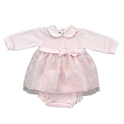 Vestido de bebé recién nacido con coulottes 3 meses rosa - 