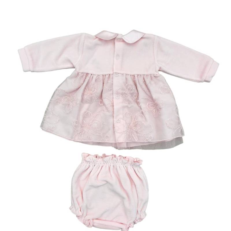 Newborn baby dress with coulottes 3 months pink - 