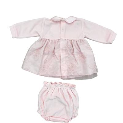 Vestido de bebé recém-nascido com coulottes 3 meses rosa - 