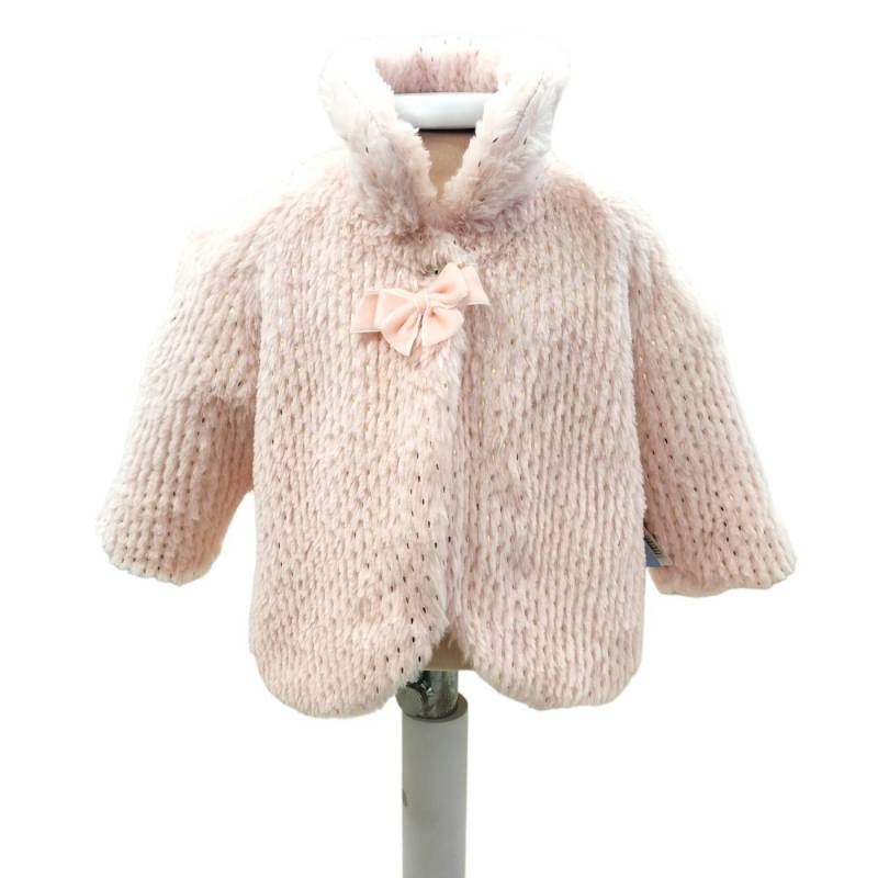 Abrigo de piel rosa bebé - 