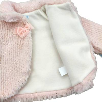 Abrigo de piel rosa bebé - 