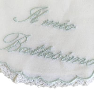 Babete e lenço de batismo para bebé - 
