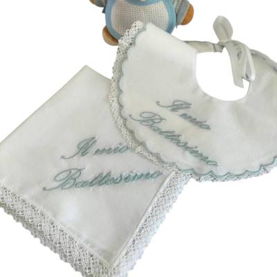 Babero y pañuelo de bautizo - 