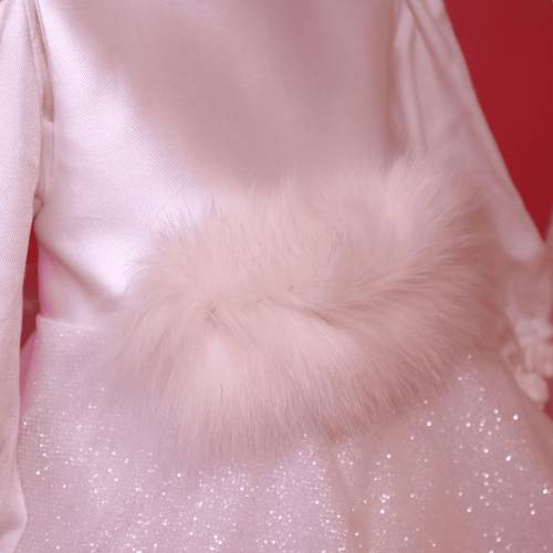 Vestido de cerimónia de batizado para bebé menina com pelo falso 18 e 24 meses -  2