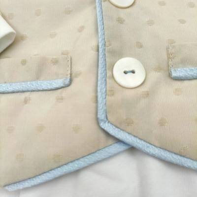 Fato de dormir para recém-nascido em algodão Minù branco pomba cinzento e azul claro - 